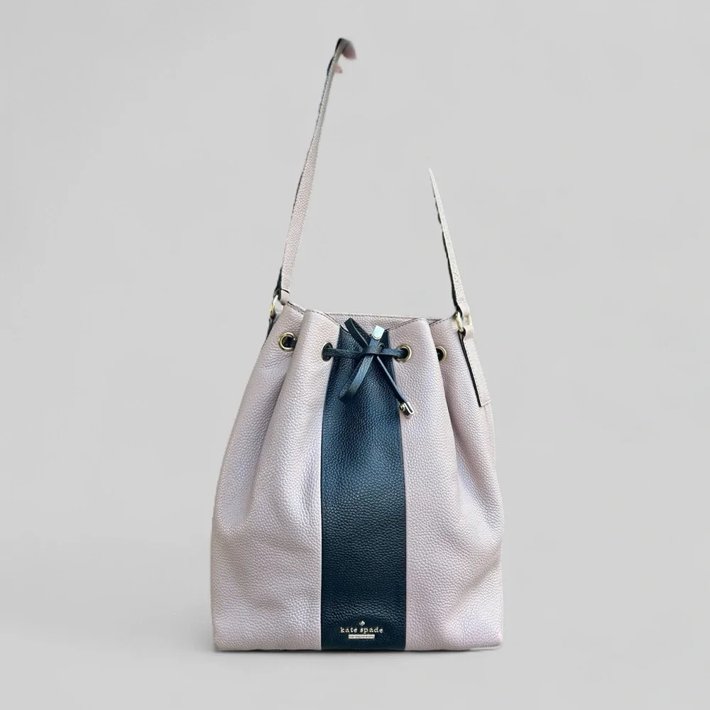 Kate Spade Bennett Street Seren Leather Bucket Bag Rosewater/Black - Picture 2 of 9